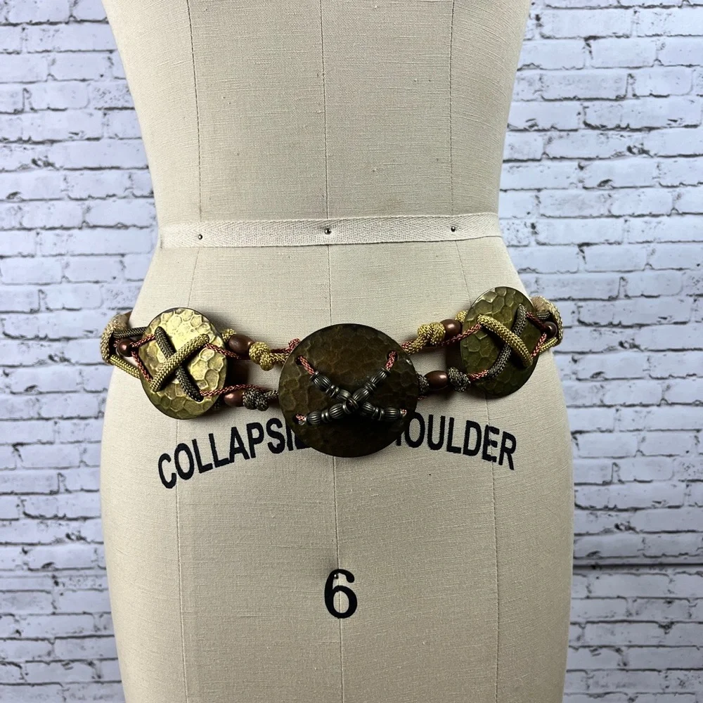 Vintage Elegant Brown and Gold Belt, length: 30 1/4 in.